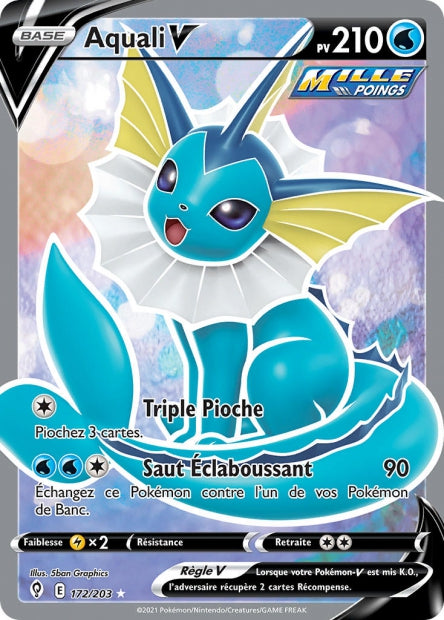 Carte Pokémon Aquali V 172/203 EVS EB07 LorenZone