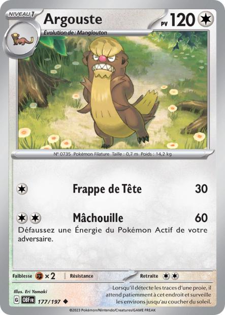 Carte Pokémon Argouste 177/197 Flammes Obsidiennes EV03 LorenZone