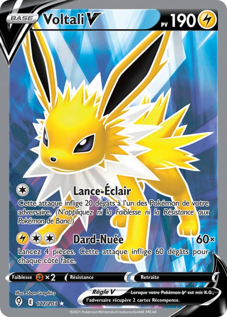 Carte Pokémon Voltali V 177/203 EVS EB07 LorenZone