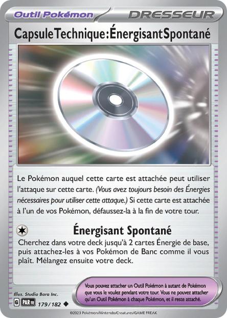 Carte Pokémon Capsule Technique Énergisant Spontané 179/182 PAR Faille Paradoxe EV04 Neuf FR LorenZone