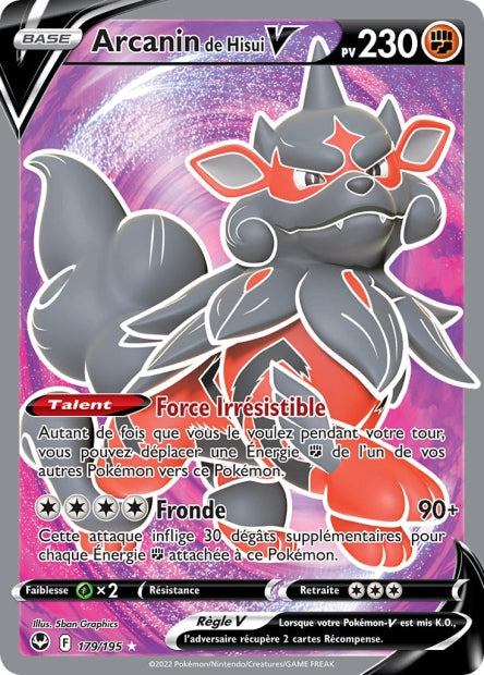 Carte Pokémon Arcanin de Hisui V 179/195 SIT Tempete Argentee EB12 Neuf FR LorenZone
