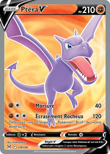 Carte Pokémon Ptéra V 179/196 LOR Origine Perdue EB11 Neuf FR LorenZone