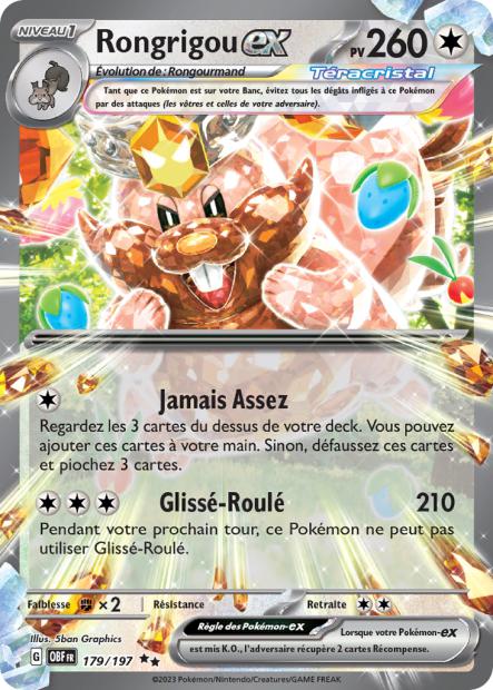 Carte Pokémon Rongrigou EX 179/197 Flammes Obsidiennes EV03 LorenZone