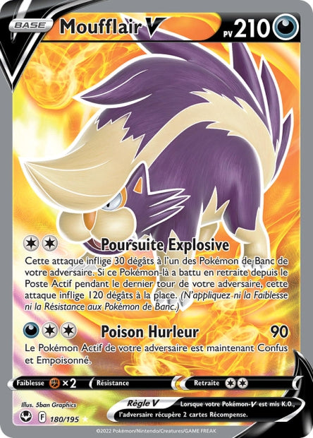 Carte Pokémon Moufflair V 180/195 SIT Tempete Argentee EB12 Neuf FR LorenZone