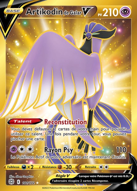 Carte Pokémon Artikodin de Galar V 181/172 BRS EB09 LorenZone