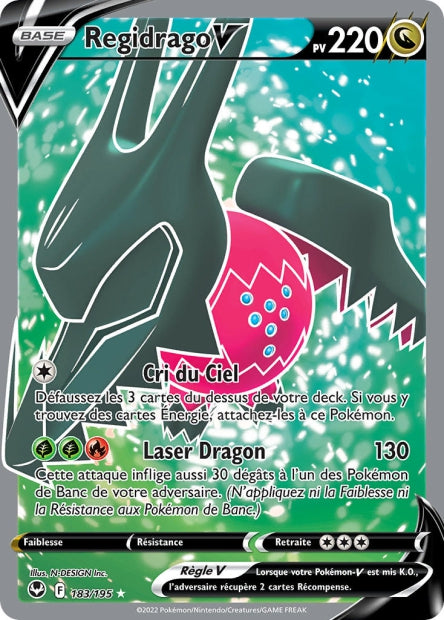 Carte Pokémon Regidrago V 183/195 SIT Tempete Argentee EB12 Neuf FR LorenZone