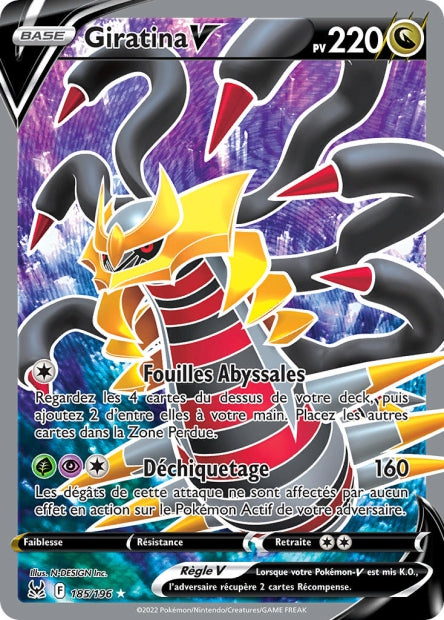 Carte Pokémon Giratina V 185/196 LOR Origine Perdue EB11 Neuf FR LorenZone