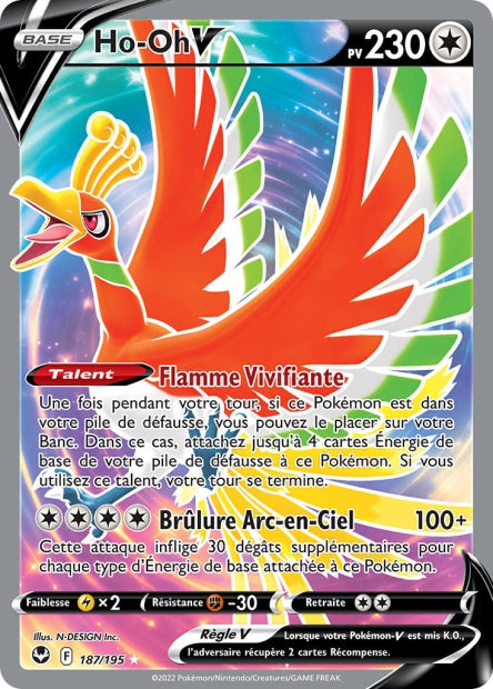 Carte Pokémon Ho-oh V 187/195 SIT Tempete Argentee EB12 Neuf FR LorenZone