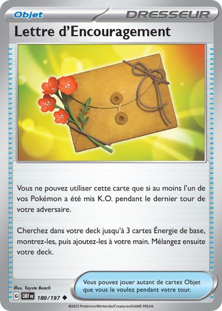 Carte Pokémon Lettre d’Encouragement 189/197 Flammes Obsidiennes EV03 LorenZone