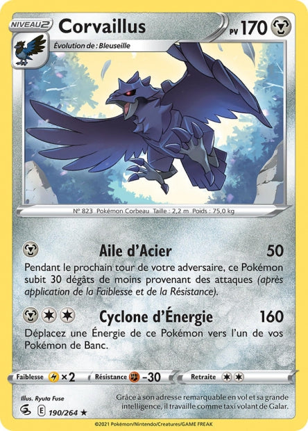 Carte Pokémon Corvaillus 190/264 FST EB08 LorenZone
