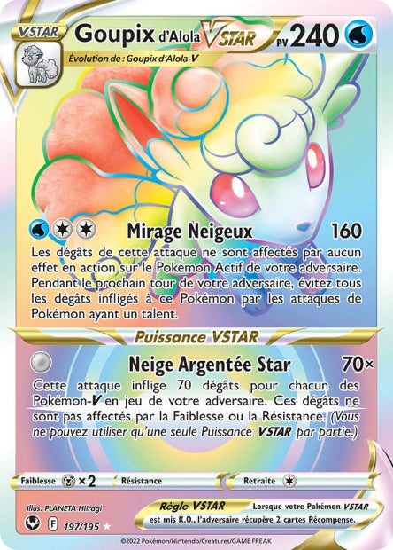 Carte Pokémon Goupix de Alola VSTAR 197/195 SIT Tempete Argentee EB12 Neuf FR LorenZone