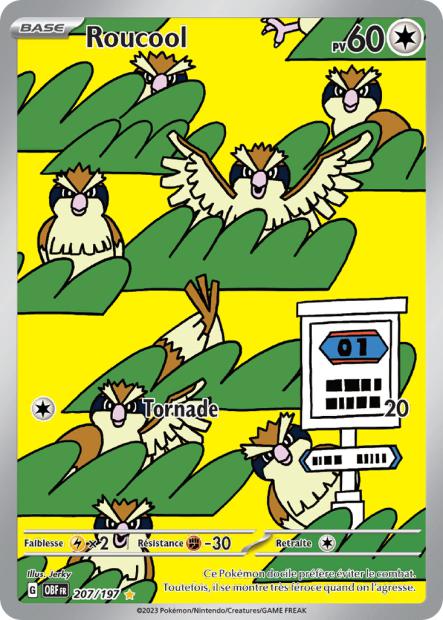 Carte Pokémon Roucool 207/197 Flammes Obsidiennes EV03 LorenZone