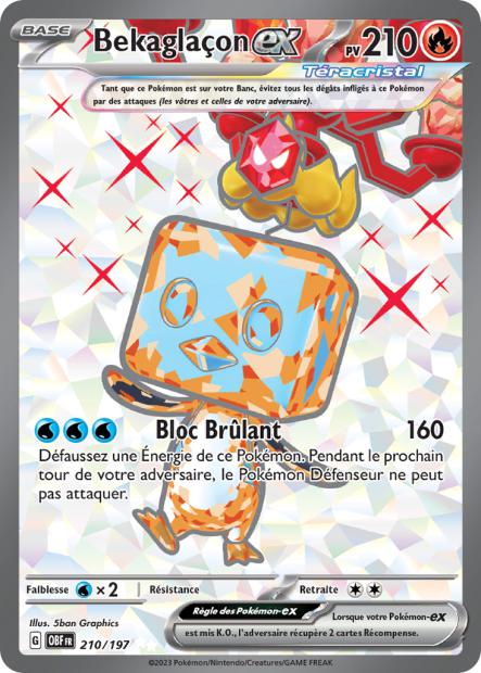 Carte Pokémon Bekaglaçon EX 210/197 Flammes Obsidiennes EV03 LorenZone