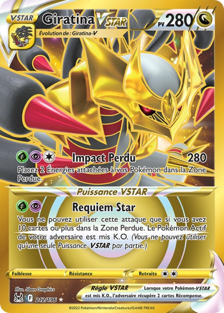 Carte Pokémon Giratina VSTAR 212/196 LOR Origine Perdue EB11 Neuf FR LorenZone