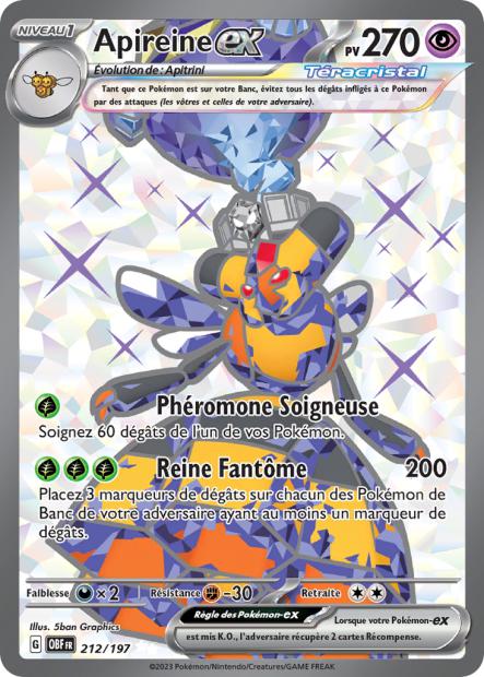 Carte Pokémon Apireine EX 212/197 Flammes Obsidiennes EV03 LorenZone