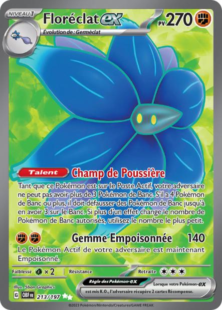 Carte Pokémon Floréclat EX 213/197 Flammes Obsidiennes EV03 LorenZone