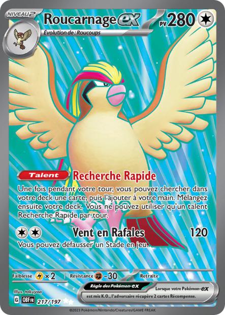 Carte Pokémon Roucarnage EX 217/197 Flammes Obsidiennes EV03 LorenZone