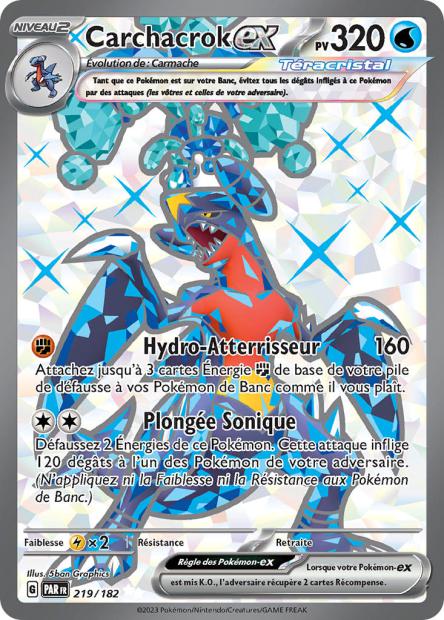 Carte Pokémon Carchacrok EX 219/182 PAR Faille Paradoxe EV04 Neuf FR LorenZone