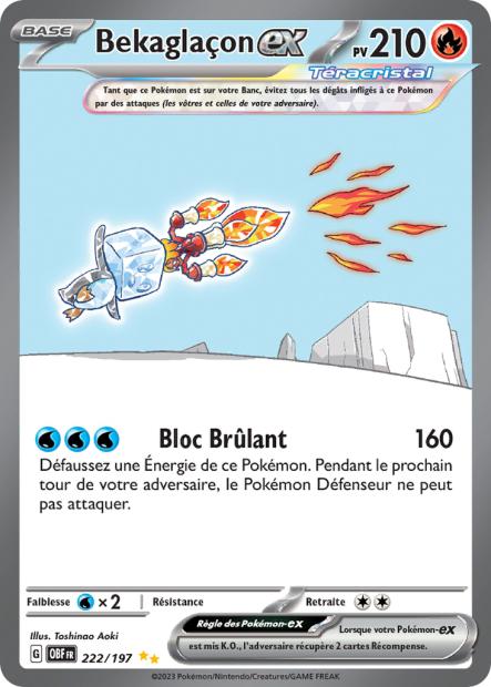 Carte Pokémon Bekaglaçon EX 222/197 Flammes Obsidiennes EV03 LorenZone