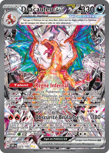 Carte Pokémon Dracaufeu EX 223/197 Flammes Obsidiennes EV03 LorenZone