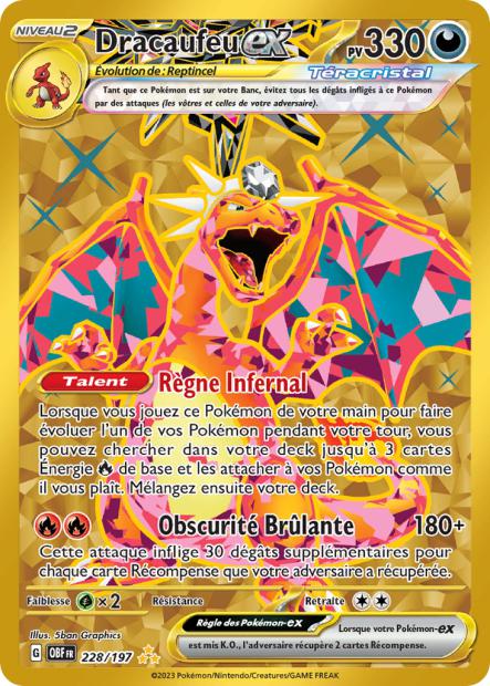 Carte Pokémon Dracaufeu EX 228/197 Flammes Obsidiennes EV03 LorenZone