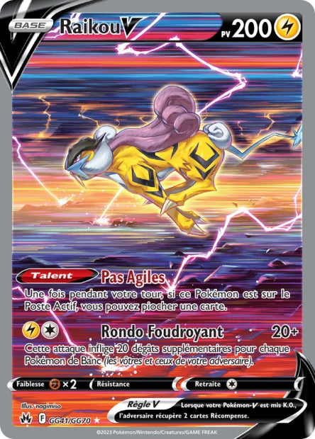 Carte Pokémon Raikou V GG41/GG70 CRZ Epee et Bouclier EB12_5 Neuf FR LorenZone