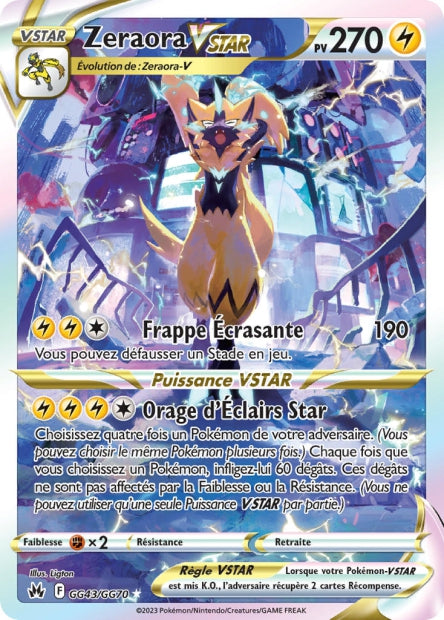Carte Pokémon Zeraora VSTAR GG43/GG70 CRZ Epee et Bouclier EB12_5 Neuf FR LorenZone