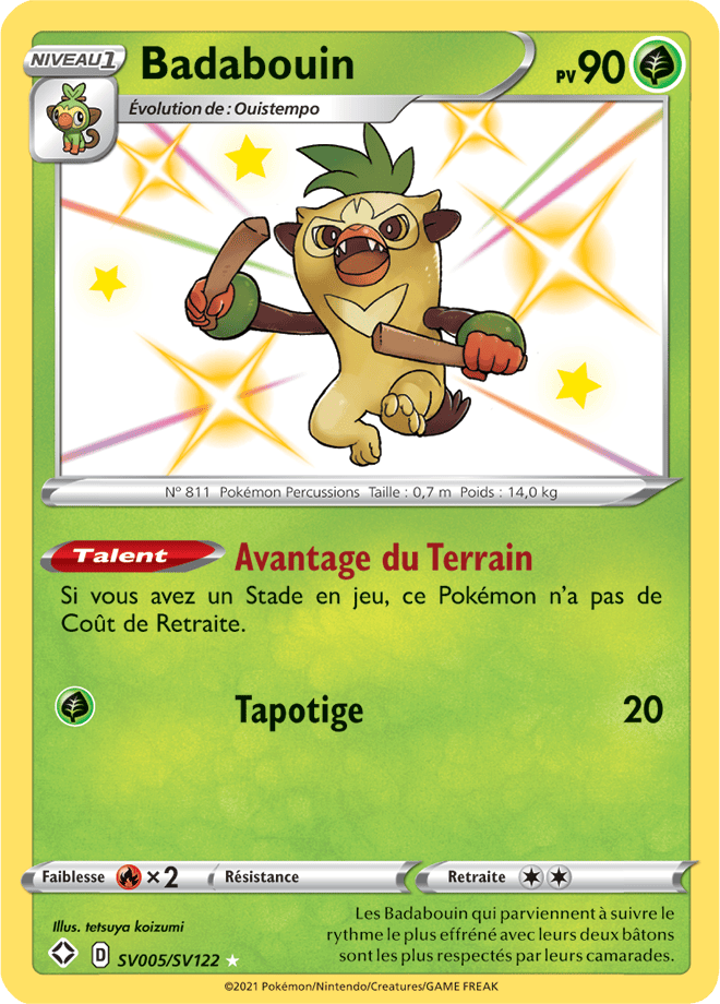 Carte Pokémon Badabouin SV005/SV122 SWSH45 Destinées Radieuses EB4_5 Neuf FR LorenZone