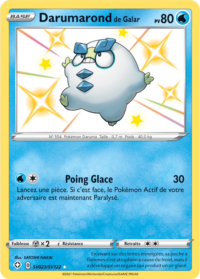 Carte Pokémon Darumarond de Galar SV023/SV122 SWSH45 Destinées Radieuses EB4_5 Neuf FR LorenZone