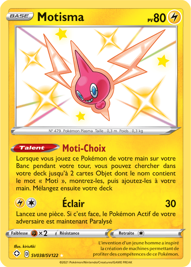 Carte Pokémon Motisma SV038/SV122 SWSH45 Destinées Radieuses EB4_5 Neuf FR LorenZone