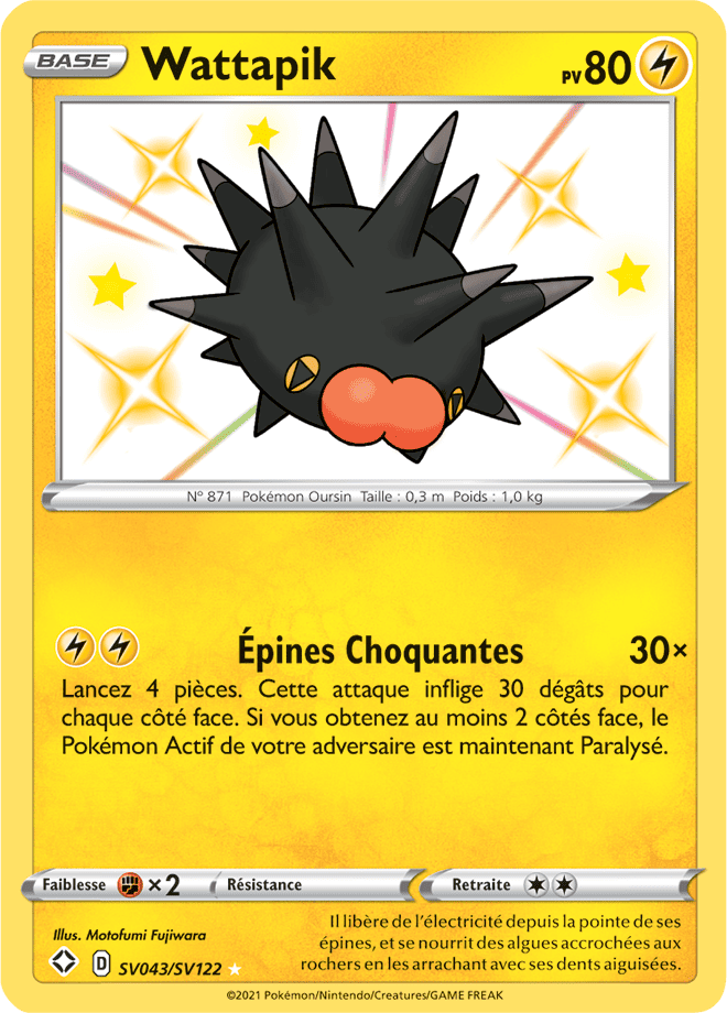 Carte Pokémon Wattapik SV043/SV122 SWSH45 Destinées Radieuses EB4_5 Neuf FR LorenZone