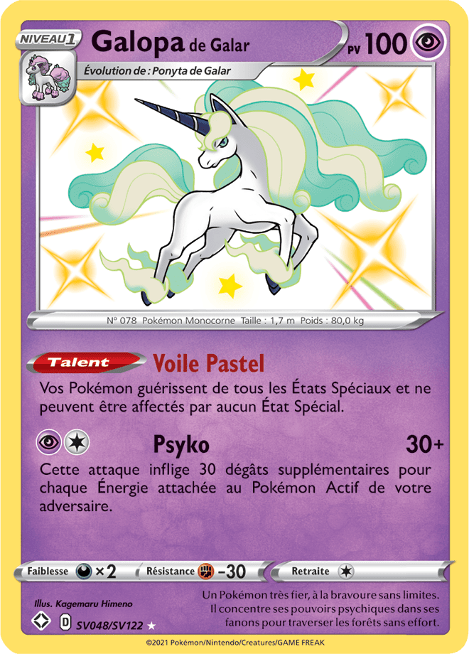 Carte Pokémon Galopa de Galar SV048/SV122 SWSH45 Destinées Radieuses EB4_5 Neuf FR LorenZone