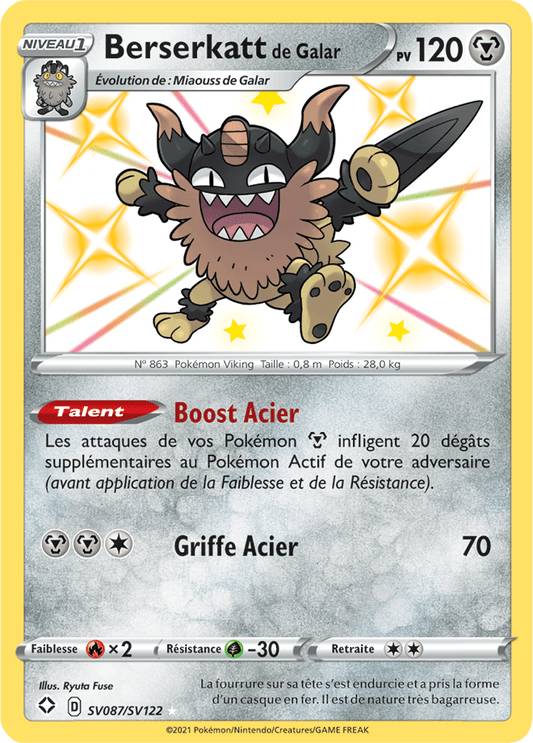 Carte Pokémon Berserkatt de Galar SV087/SV122 SWSH45 Destinées Radieuses EB4_5 Neuf FR LorenZone