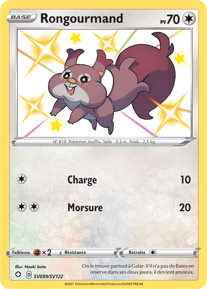 Carte Pokémon Rongourmand SV099/SV122 SWSH45 Destinées Radieuses EB4_5 Neuf FR LorenZone
