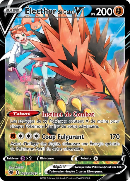 Carte Pokémon Electhor de Galar V TG19/TG30 ASR Astres Radieux EB10 Neuf FR LorenZone